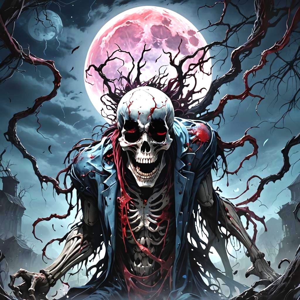 Skull Face's Gruesome Metamorphosis Under the Full Moon