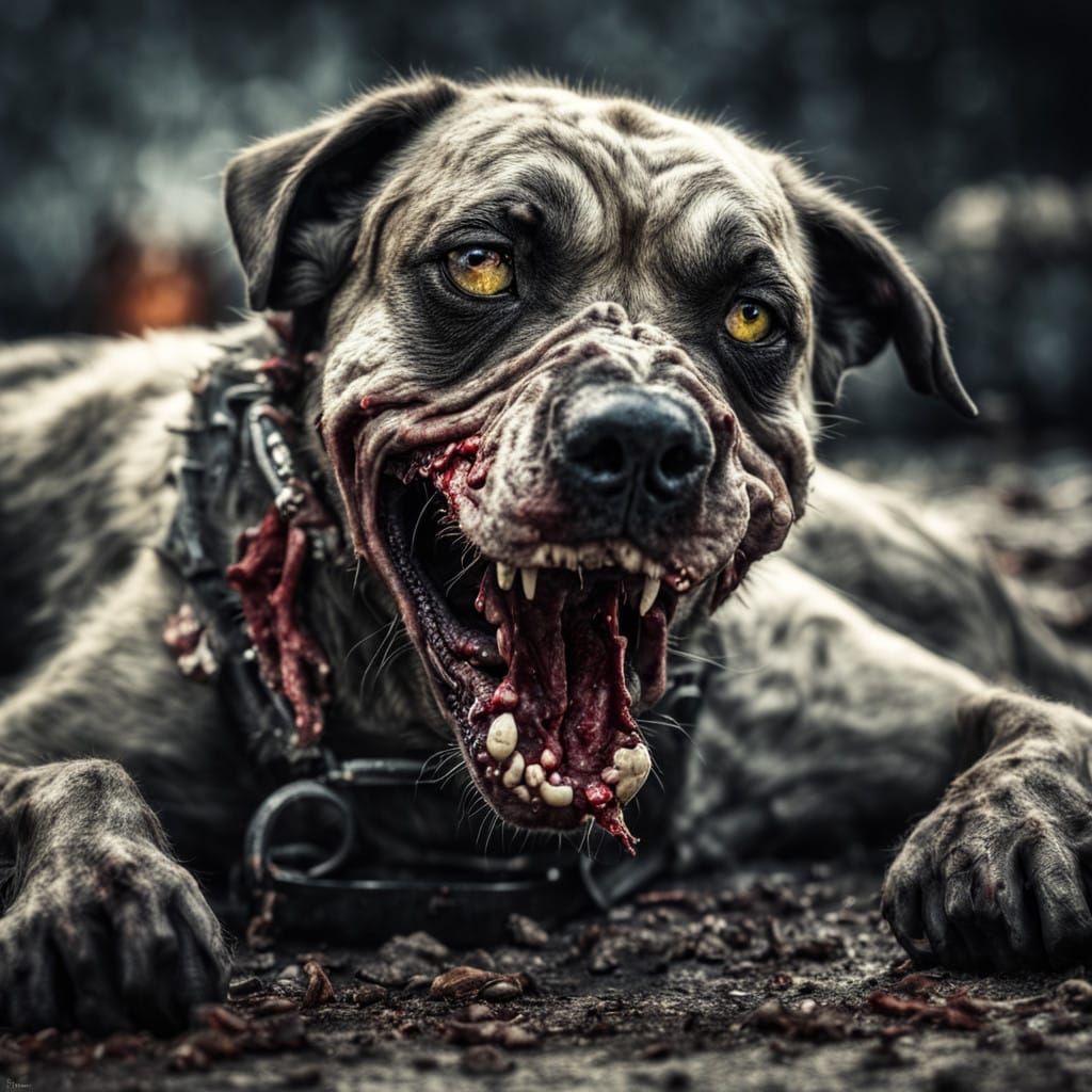 Toxic Zombie Canine in HDR Hyperrealism