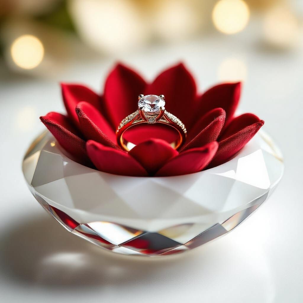 Elegant Diamond Ring Holder with Sparkling Engagement Ring