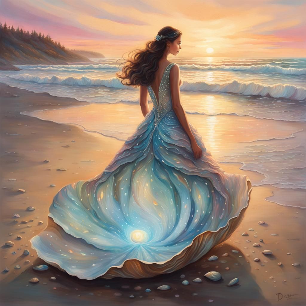 Surreal Beach Goddess Emerges from a Gigantic Shell