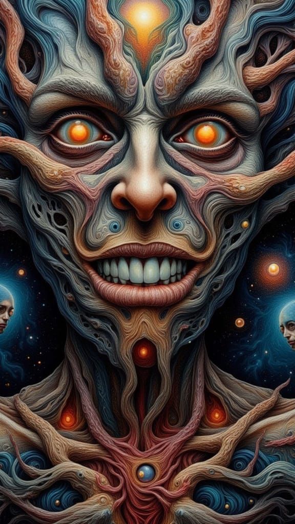 Fractal Faced Man: A Hyperrealistic Dreamscape