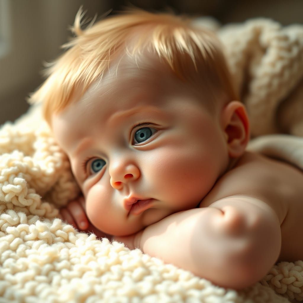 Chubby-Cheeked Baby Boy in Warm Light