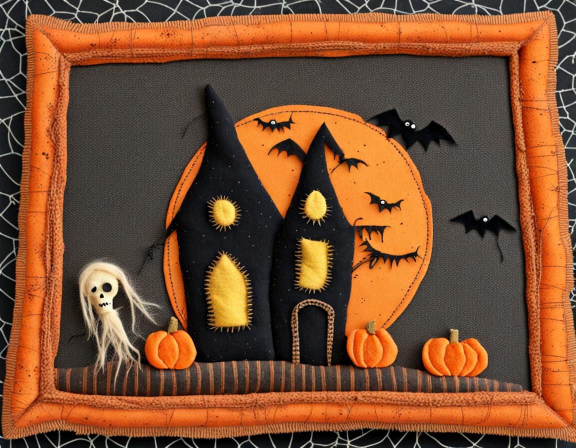 Primitive Halloween Textile Art