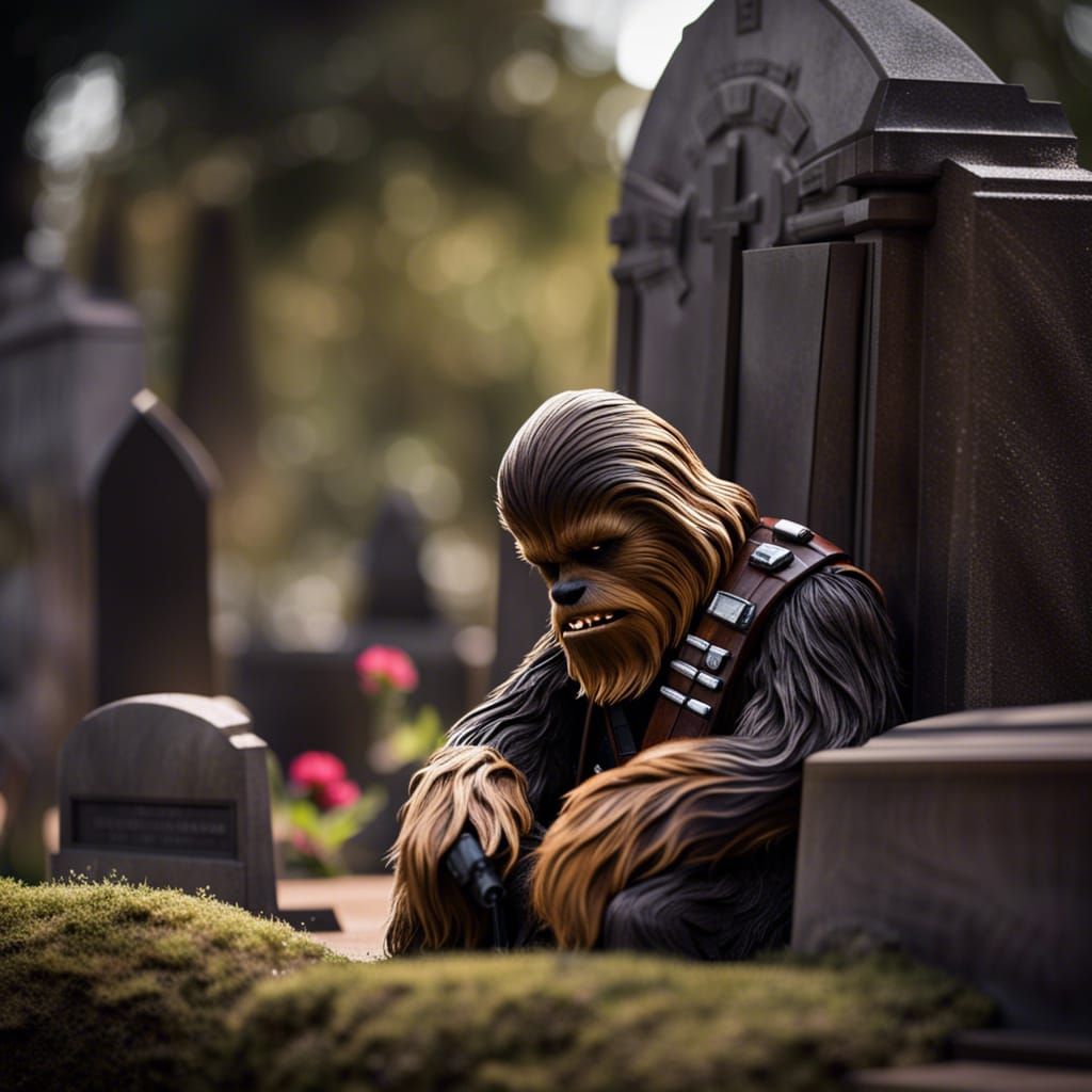 Chewbacca Grieves at Han Solo's Tomb
