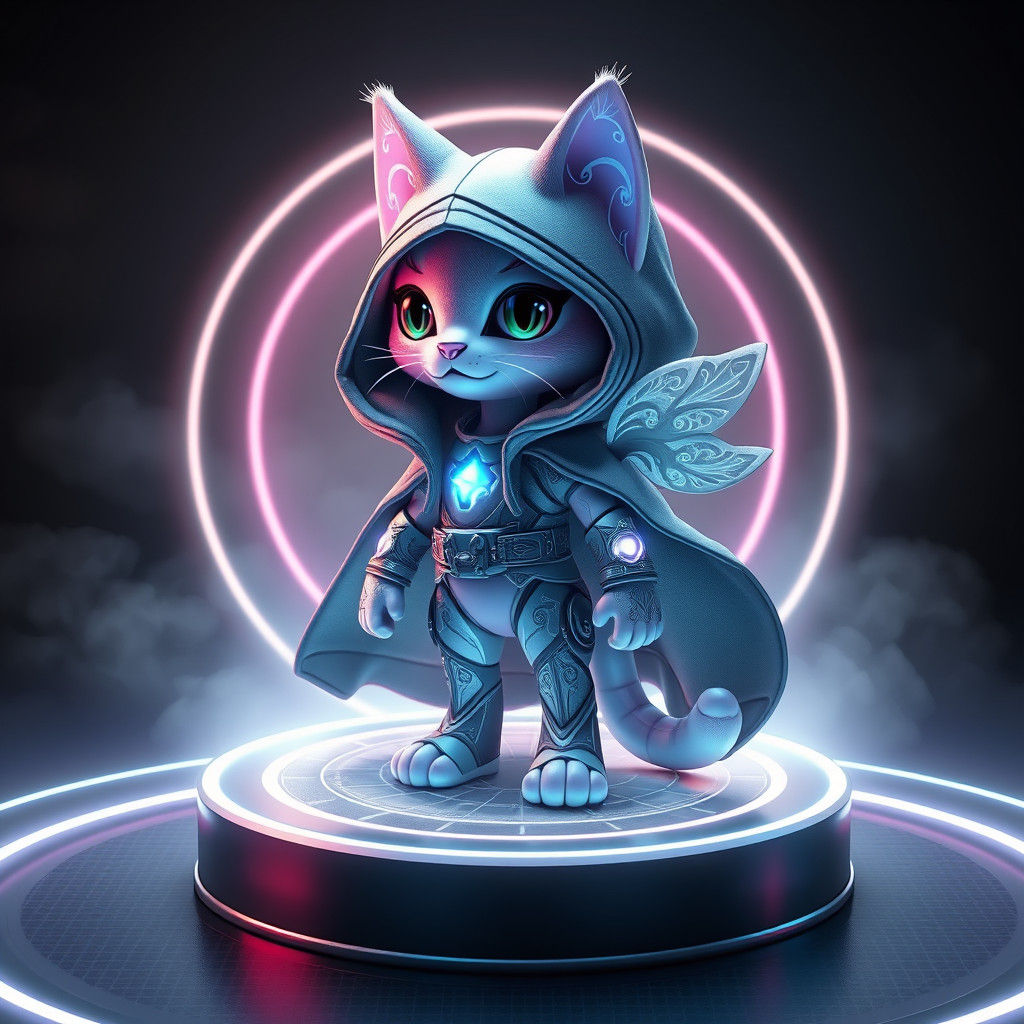 Futuristic Kitty Toy with Glowing Accents