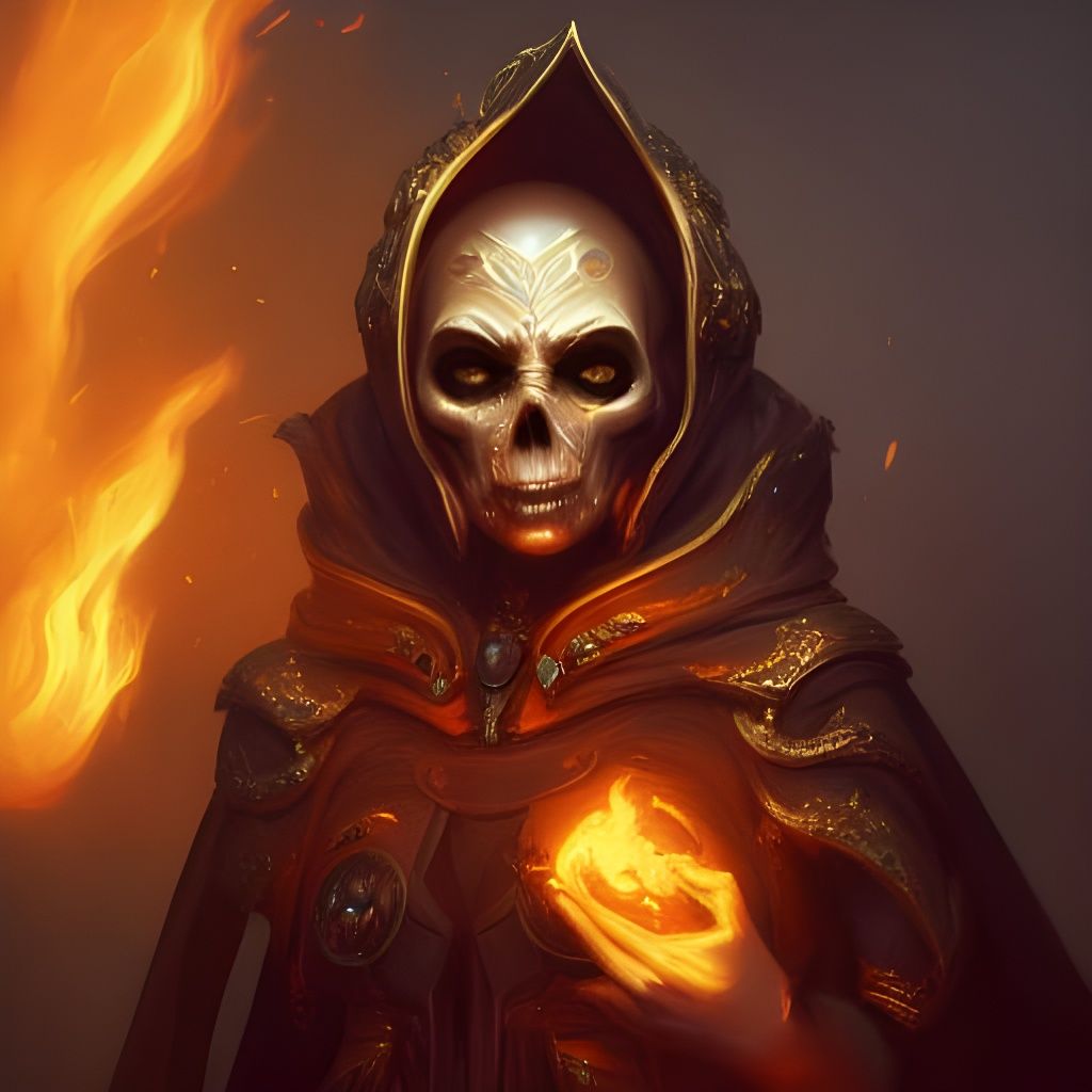 Golden Skull Lich Saint, Dark Fantasy Concept Art