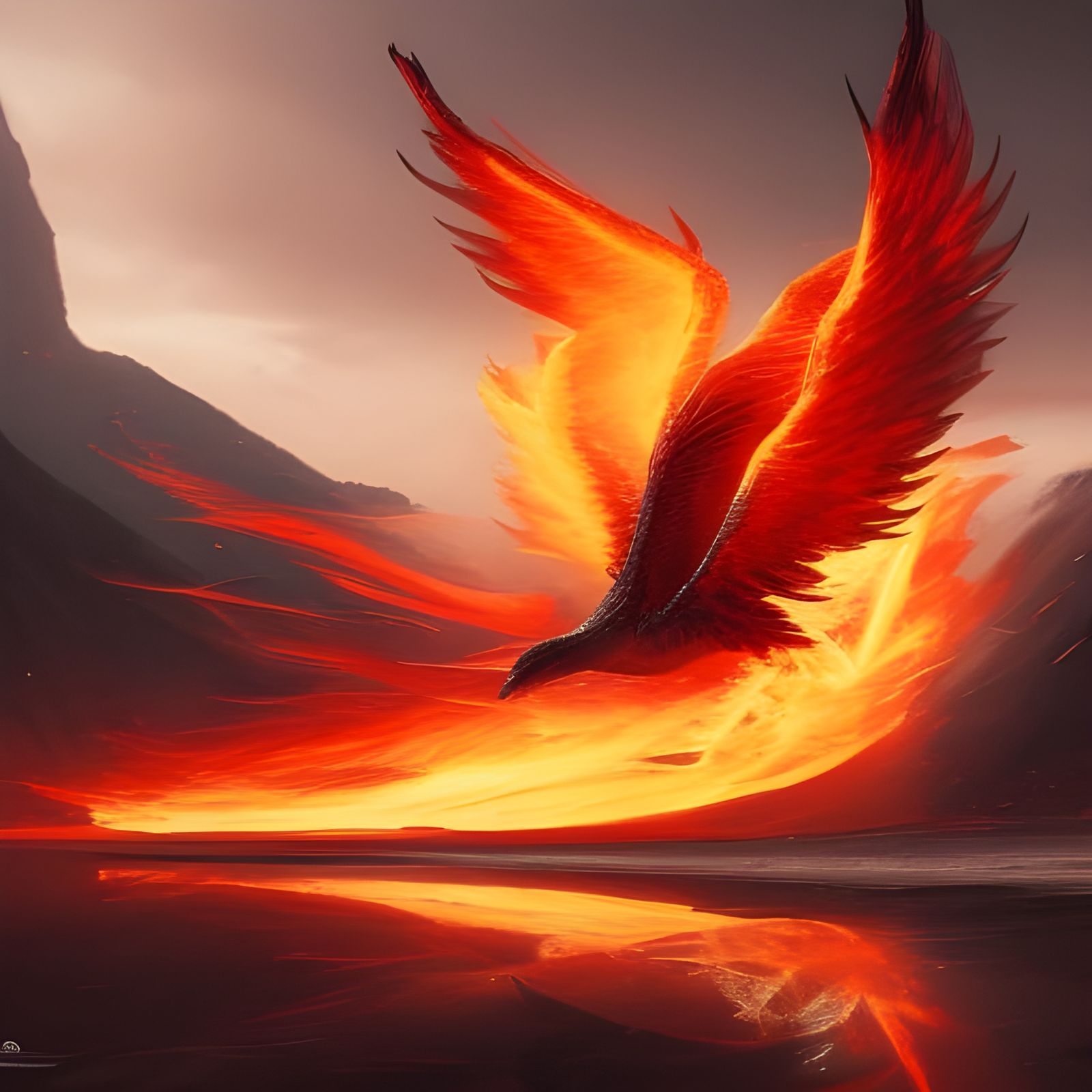 Mercedes Benz and Burning Phoenix Digital Art