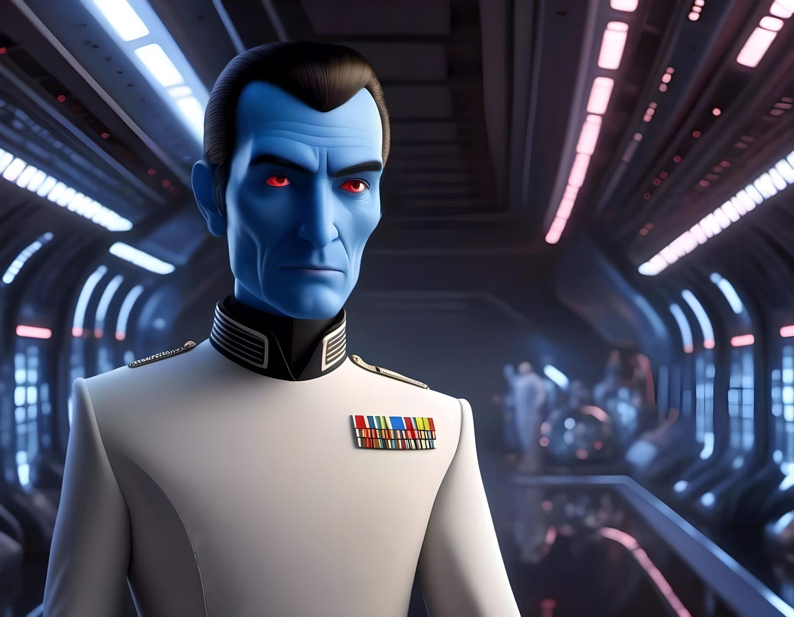 Grand Admiral Thrawn Portrait in Disney Pixar Style