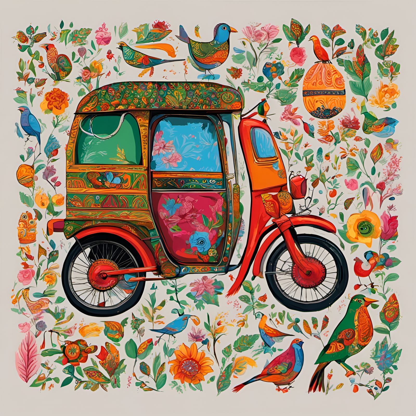 Vivid Bangladeshi Rickshaw Art Canvas