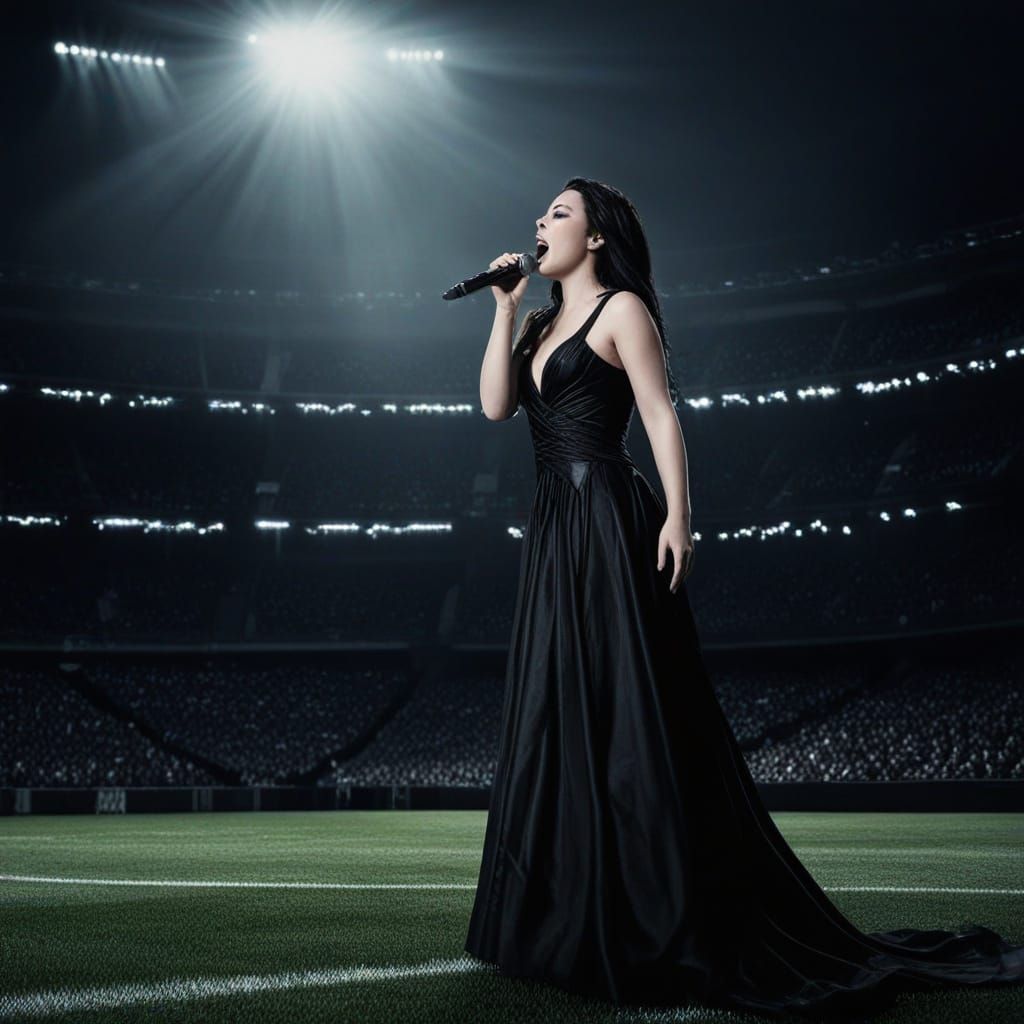 Amy Lee of Evanescence on Stage in Stadium