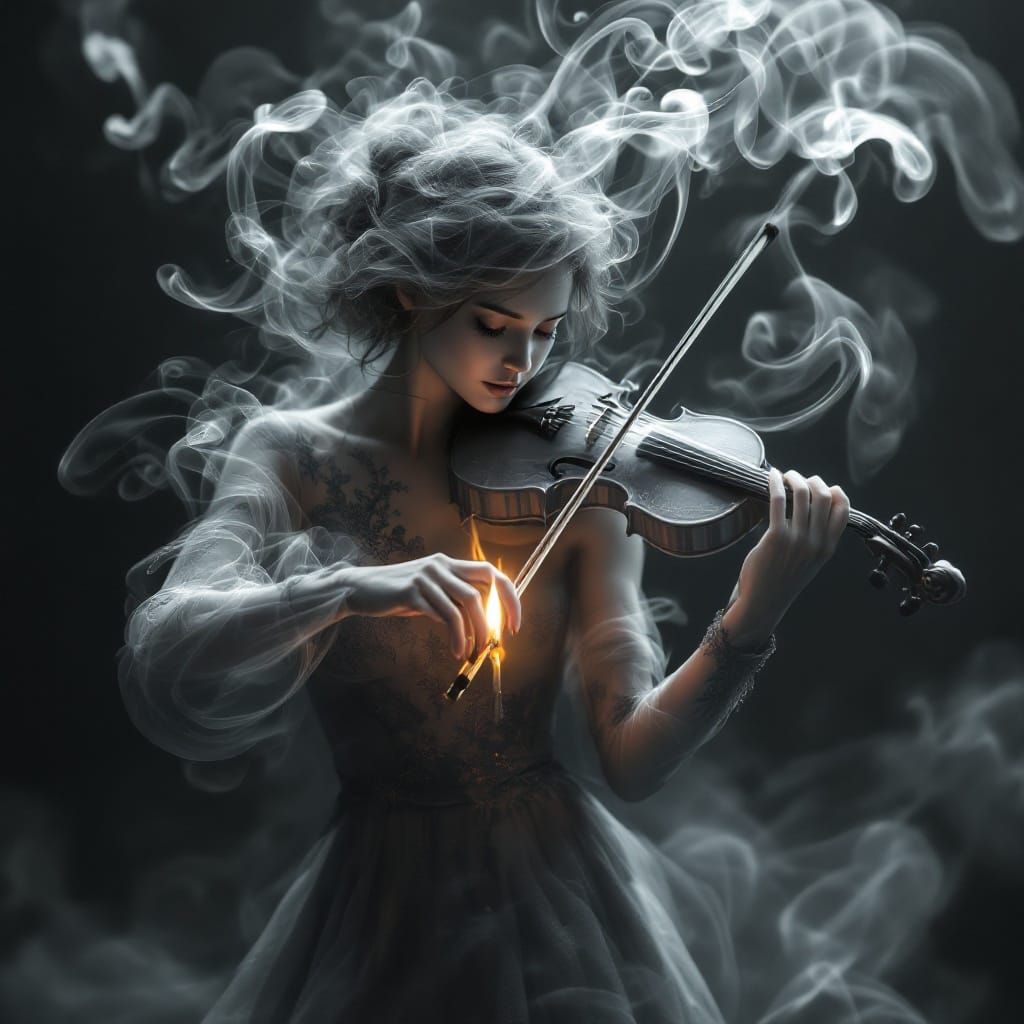 Smoky Musician Conjures Haunting Melody