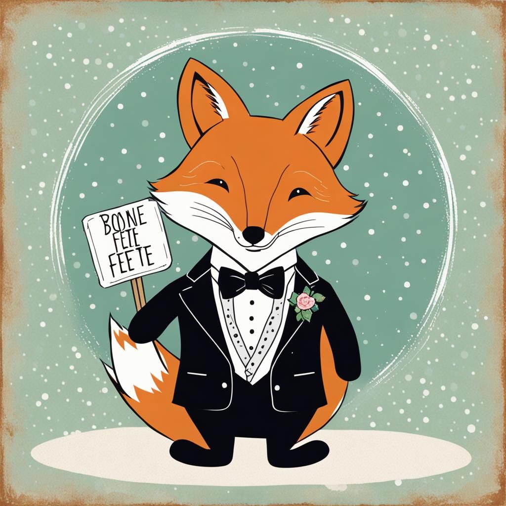 Fox in Tuxedo Celebrates Emma's Special Day