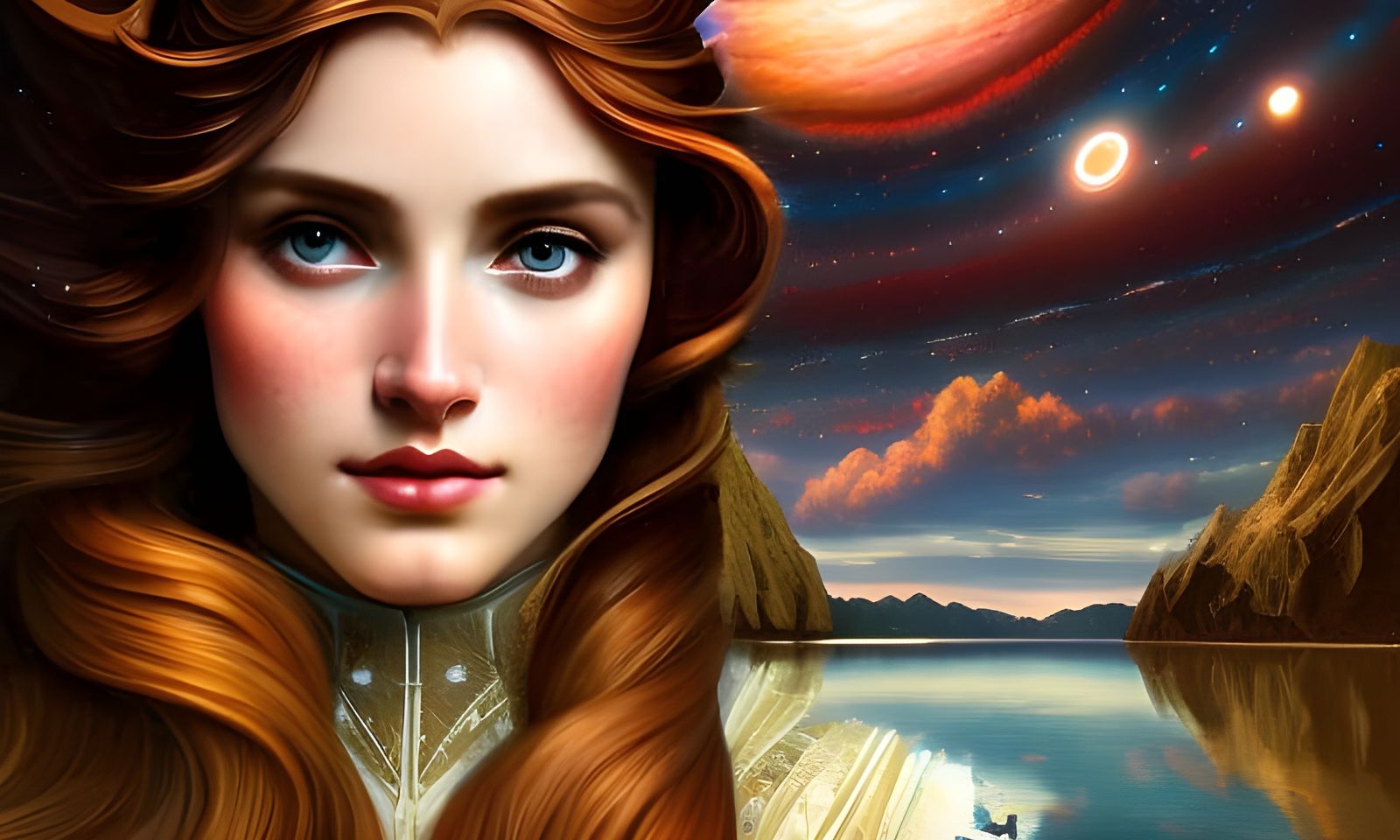 Cosmic Judgement Day Landscape in Rococo Style