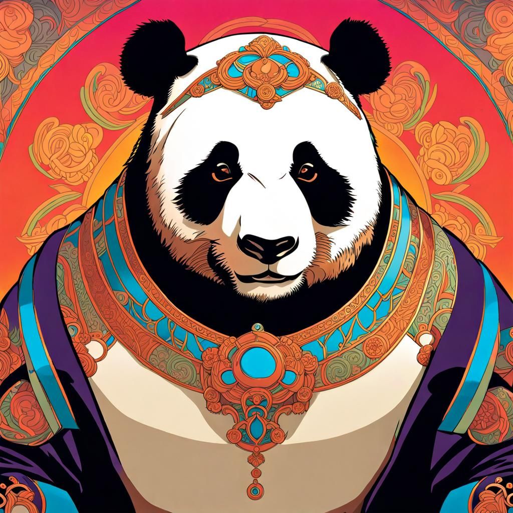 Passionate Panda Masked Kiss in Anime Style