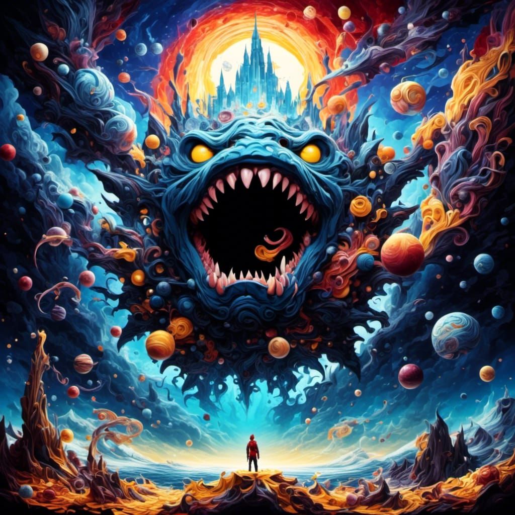 Distorted Reality with Yellow Hues in Quilling Style