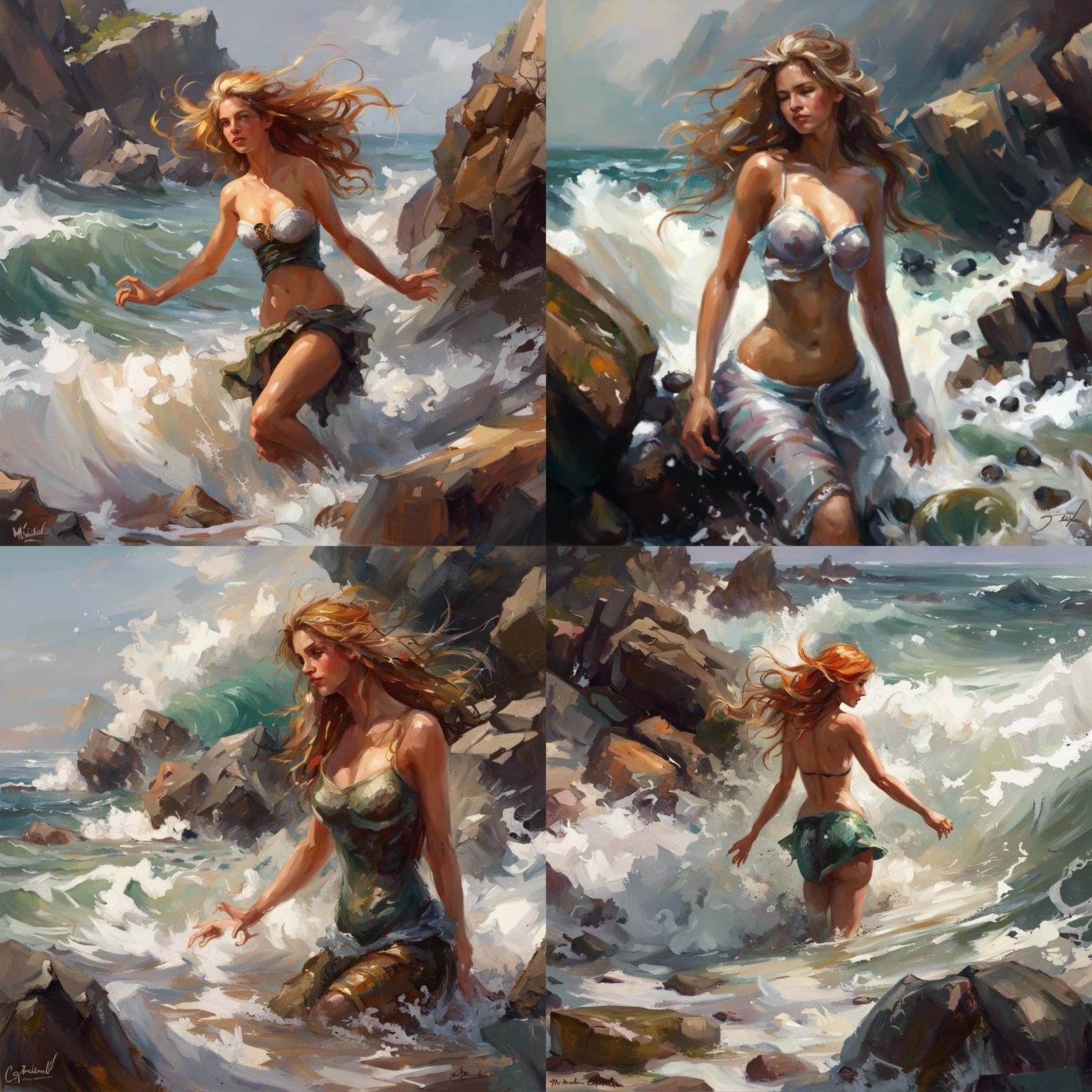 Detailed Mermaid Splash Art in 8K
