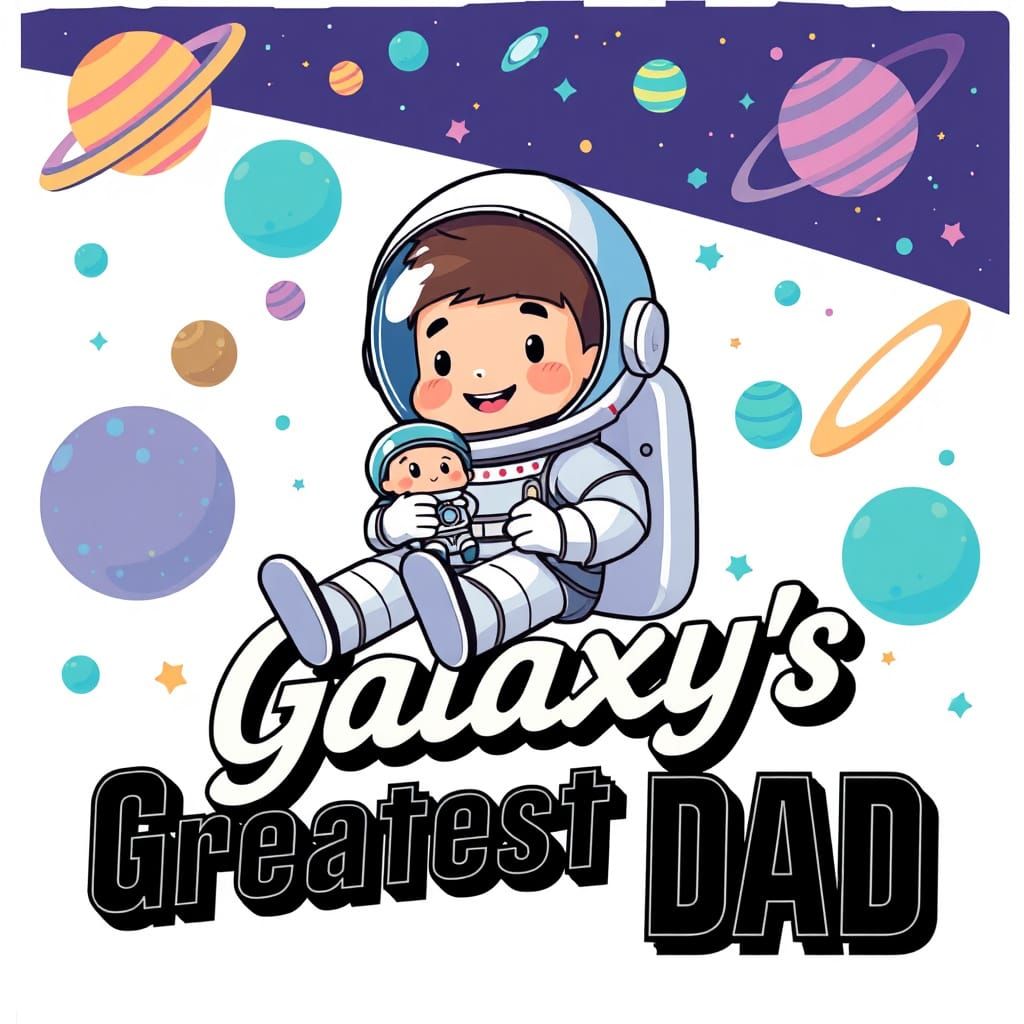 Galaxy's Greatest Dad in Vibrant Space-Themed Illustration