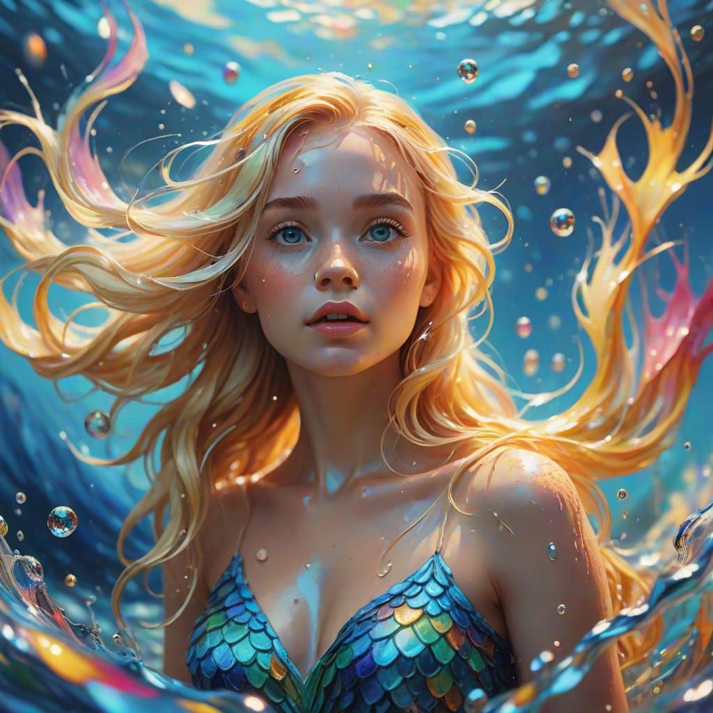 Ethereal Mermaid Emerges from Swirling Oceanic Vortex in Hyp...