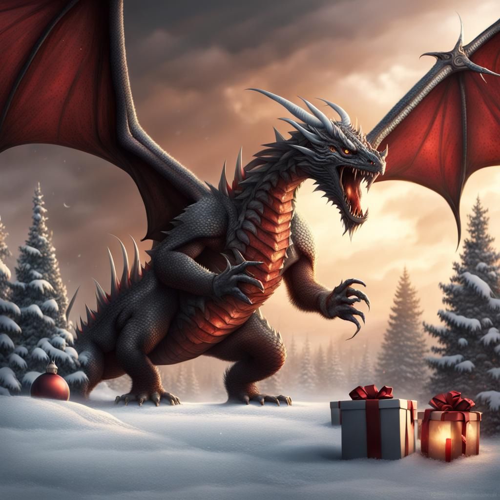 Angry Christmas dragon