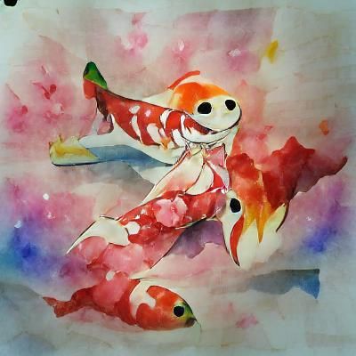 Watercolor Koi Oni Illustration
