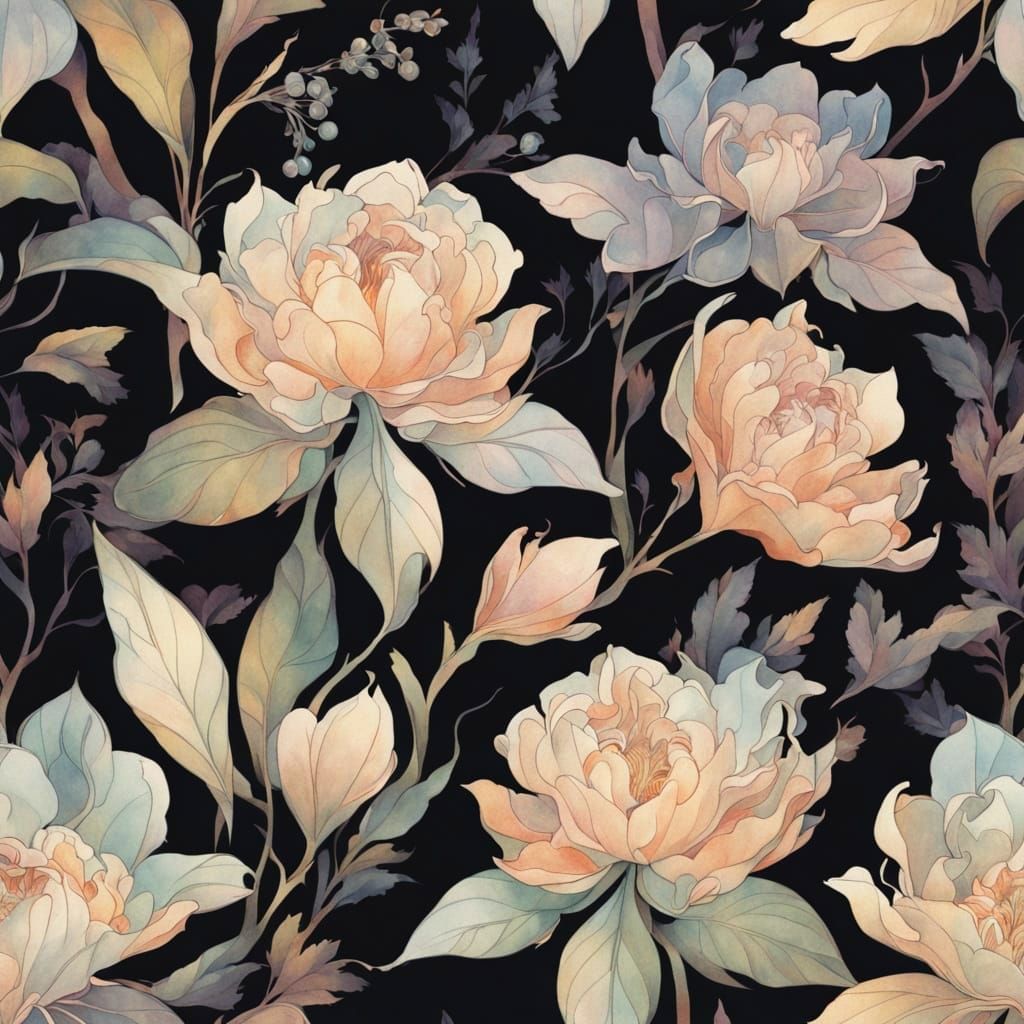 Exquisite Watercolor Illustration with Iridescent Pearls