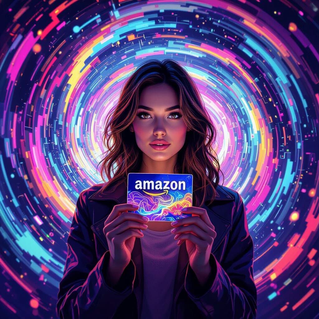 Amazon Gift Card in Swirling Neon Vortex