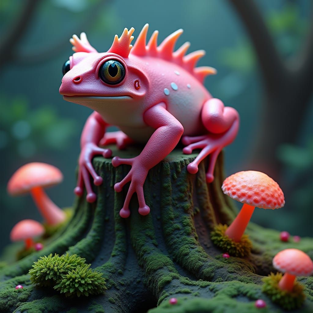 Mystical Frog with Goat Legs and Shark Fins