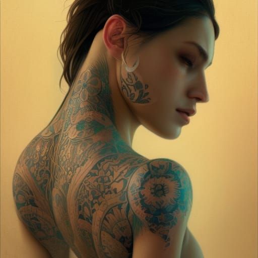 Intricate Tattoo Art: Hyperdetailed Portrait in Unreal Engin...