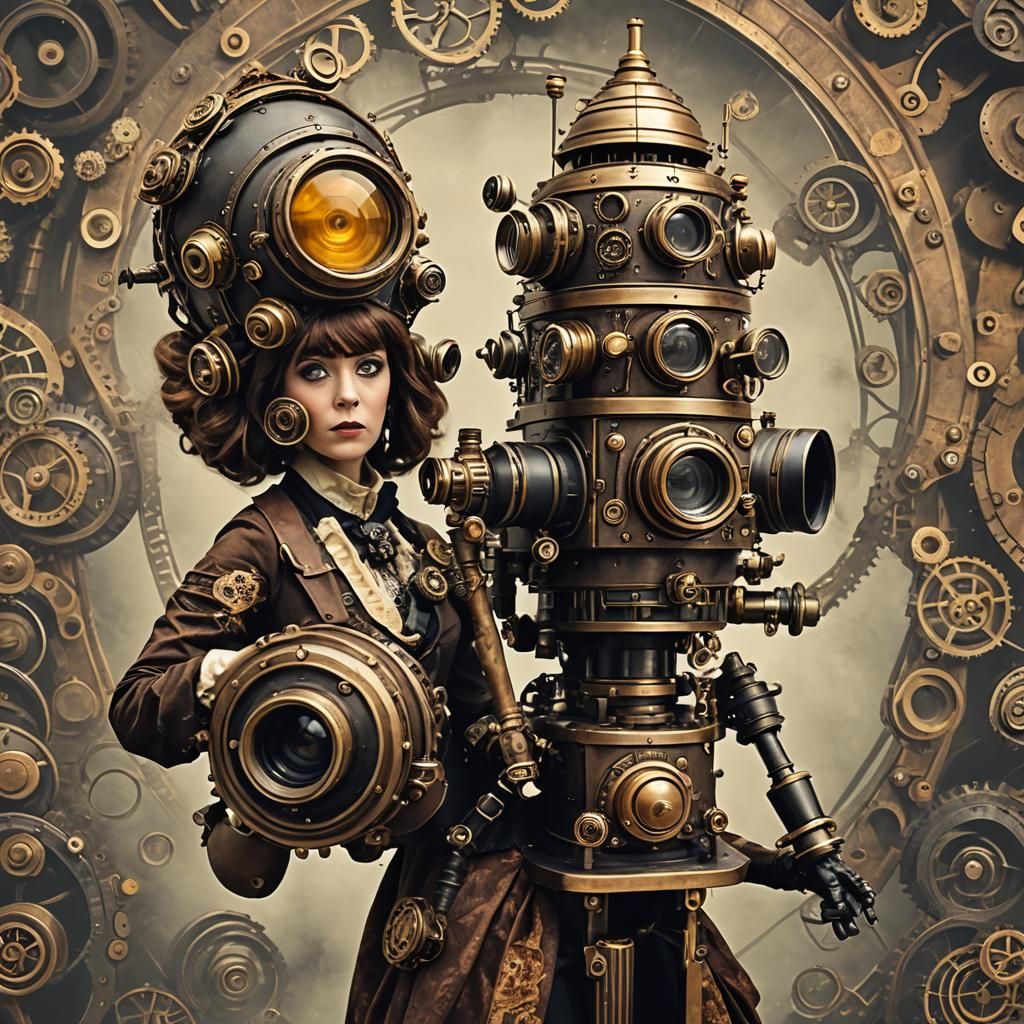 Steampunk Stiltwalker with Beehive Head and Camera