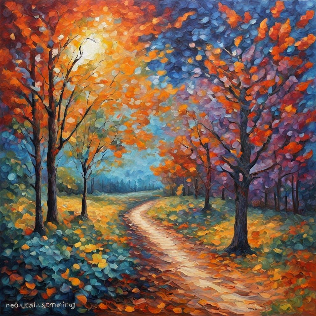 Cosmic Existentialism in Vibrant Neo-Impressionist Brushstro...