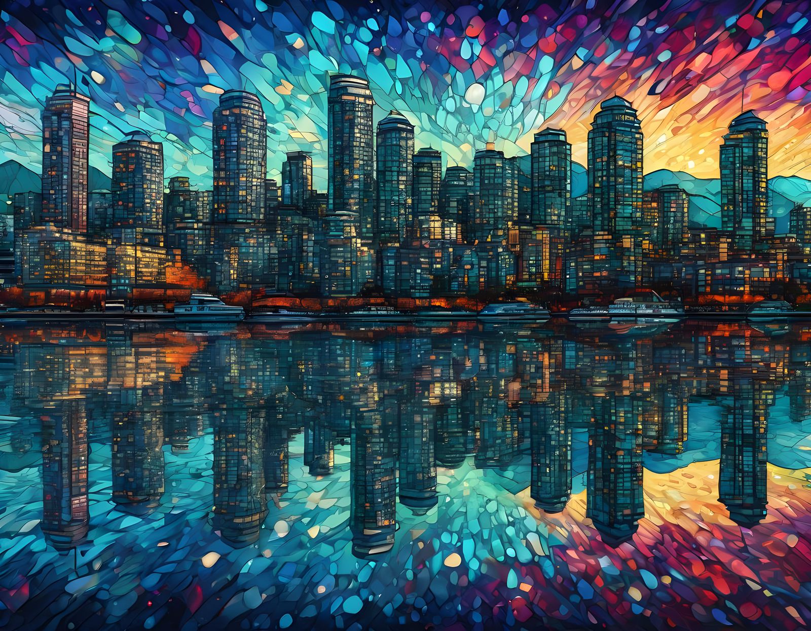 Vancouver Skyline with Glittering Windows