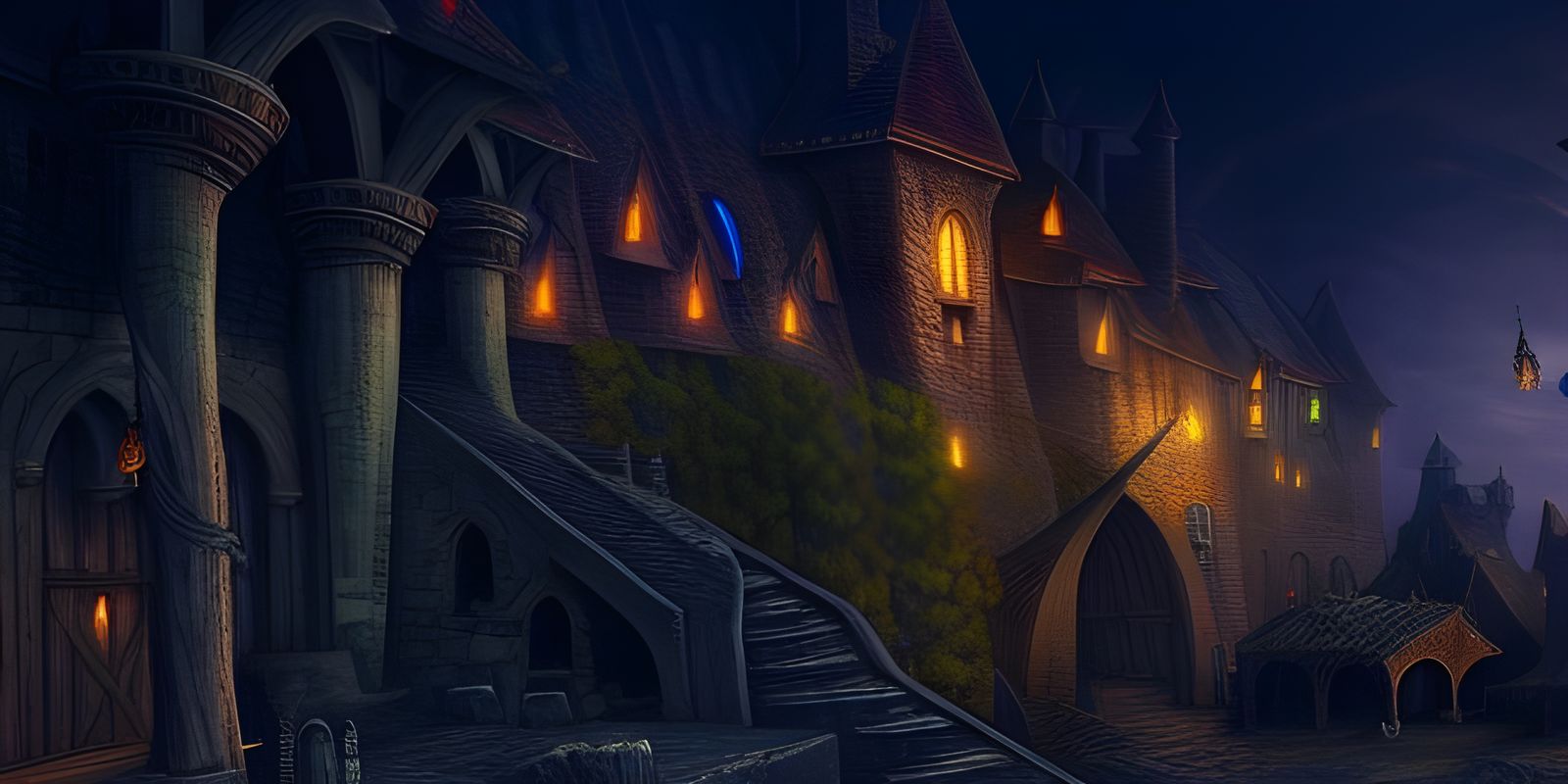 Detailed Medieval Village Matte Painting