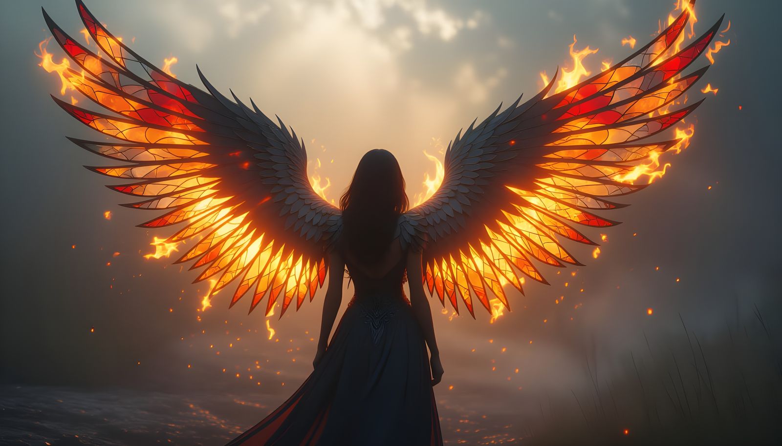 Surreal Wings Crafted from Molten Metal and Flame