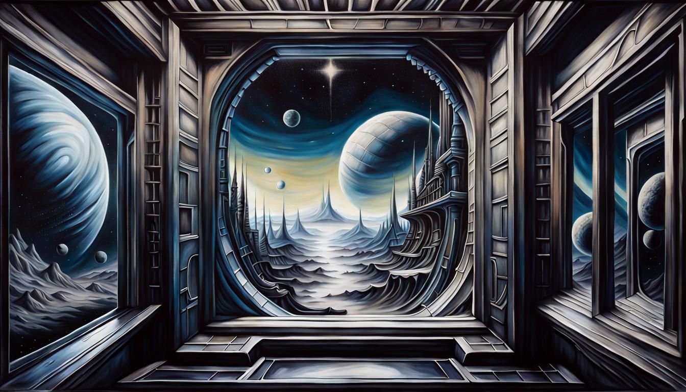 Surreal Window to Outer Space: Giger-esque Canvas