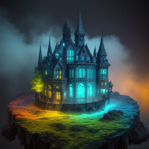 Hyper-Realistic Miniature World with Glowing Mist