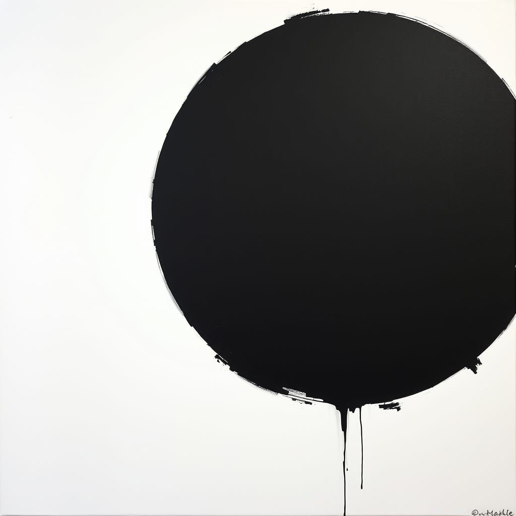 A Painting of Contrasting Circles in Oil