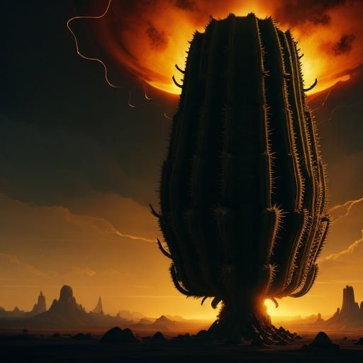 Eldritch Cactus with Doomsday Device in Anamorphic Lighting