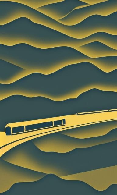 Platinum Train on Gold Paper Landscape