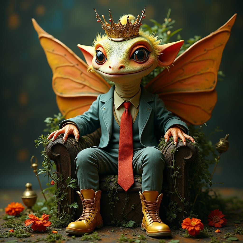 Surreal Fae King in Whimsical Regalia