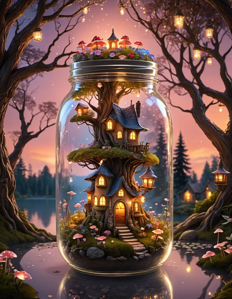 Fairy house in a jar