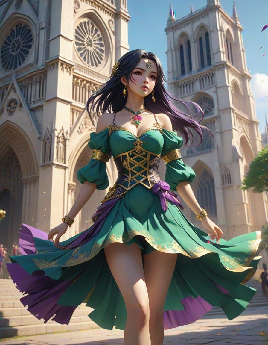 Renaissance Dancer in Vibrant Golden Light