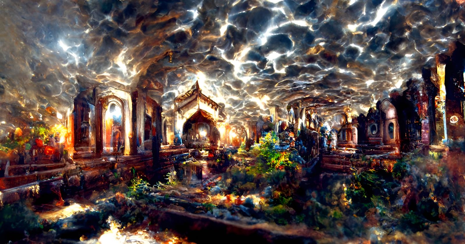Sinister Ancient Temple Interior in Hyperrealism