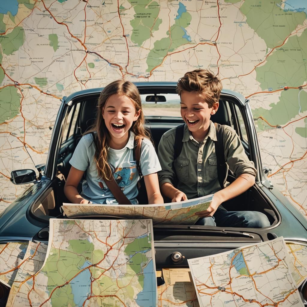 A pair of siblings on a road trip