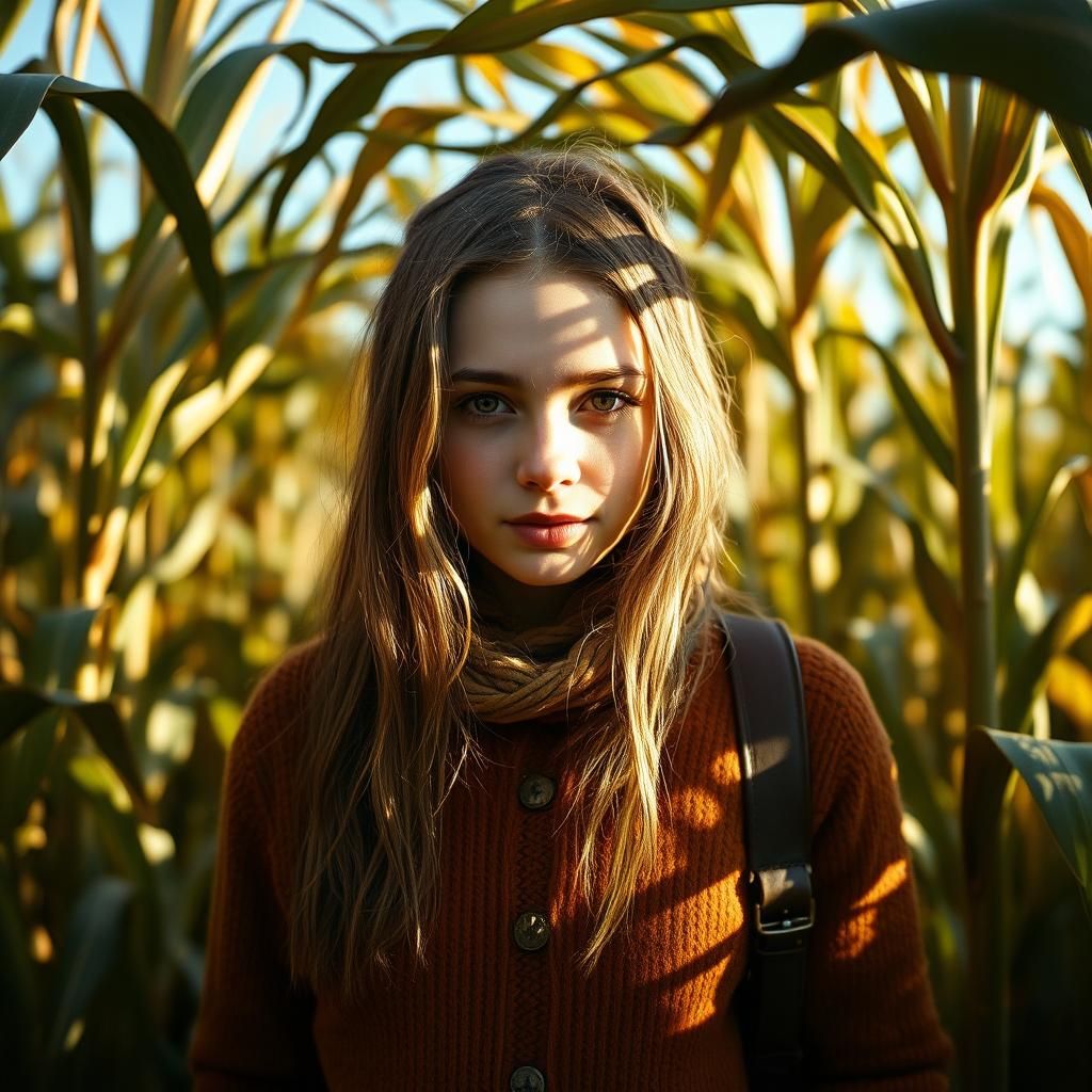 Cinematic Corn Maze: Autumnal Mystery in 35mm Style
