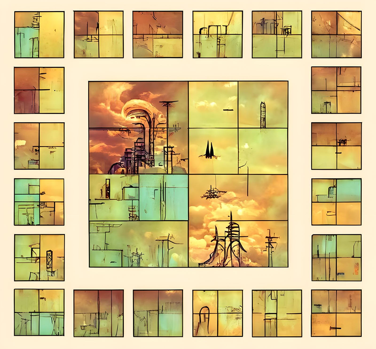 Surreal Nuclear Fantasy Landscape in Dieselpunk Style