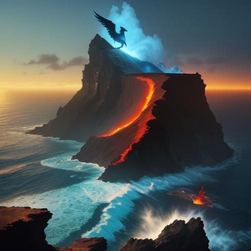 Volcanic Phoenix Island Digital Matte Painting