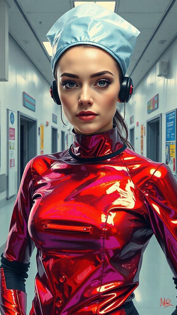 Fauvism Cyborg Nurse in Inner-City Hospital