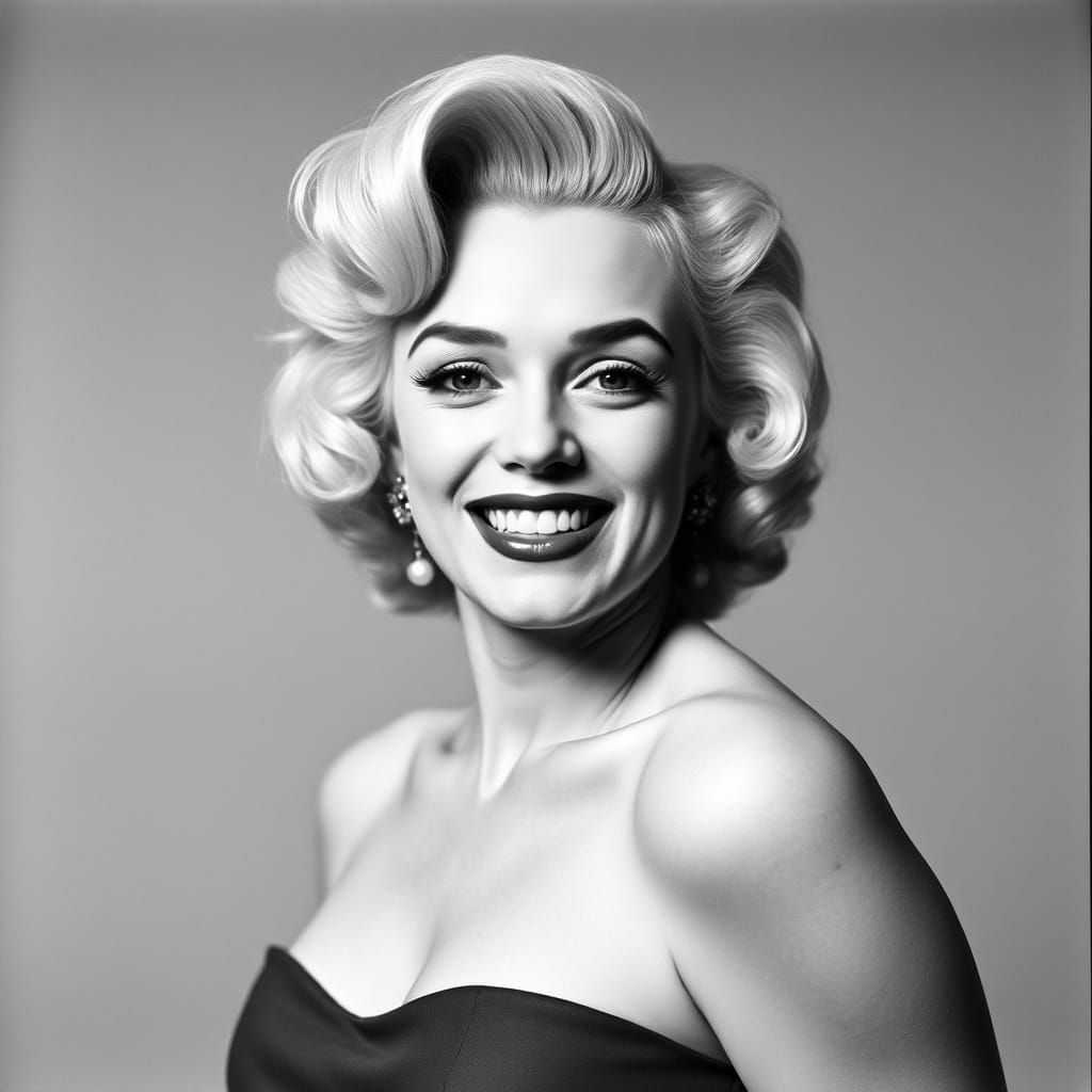 Marilyn Monroe Portrait in Black and White Photography Style