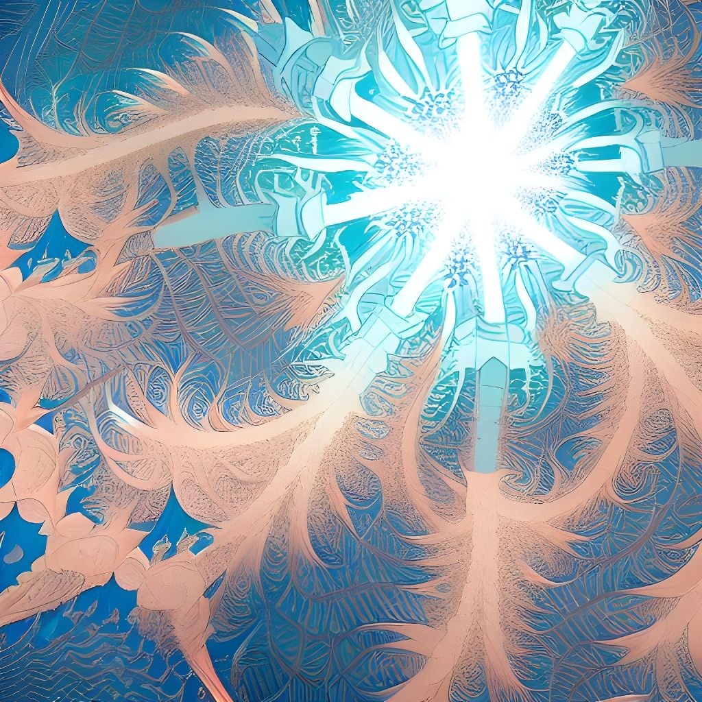 Fractal Sunrays: Detailed Ink Illustration in 8k