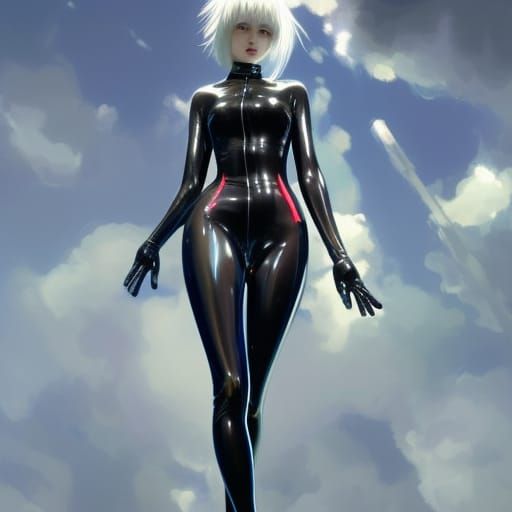 Rei Ayanami in Futuristic Latex Catsuit